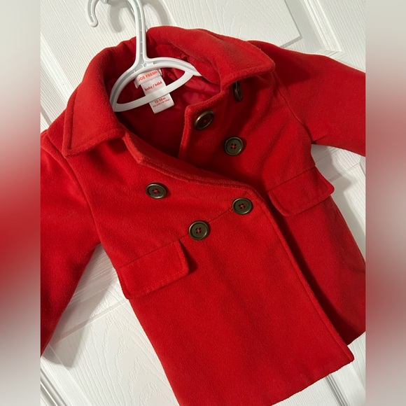 EUC Joe Fresh 12-18m red pea coat - Picture 2 of 7